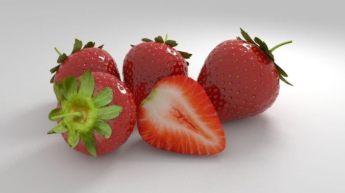strawberry three strawberries 3D model 6
