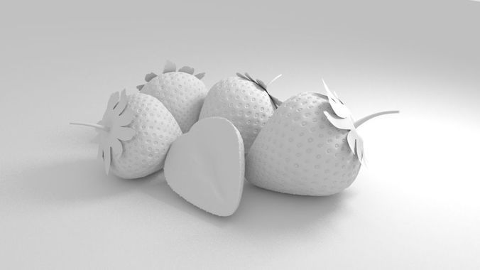 strawberry three strawberries 3D model 3