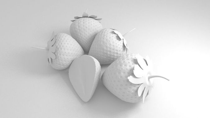 strawberry three strawberries 3D model 5