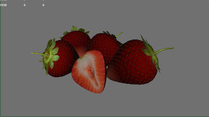 strawberry three strawberries 3D model 2