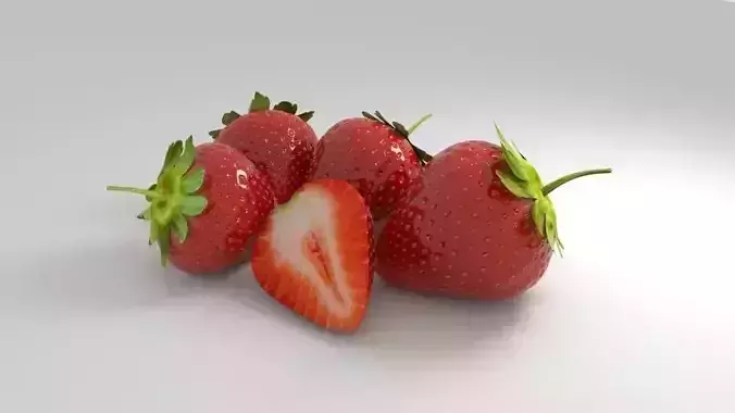 strawberry three strawberries 3D model