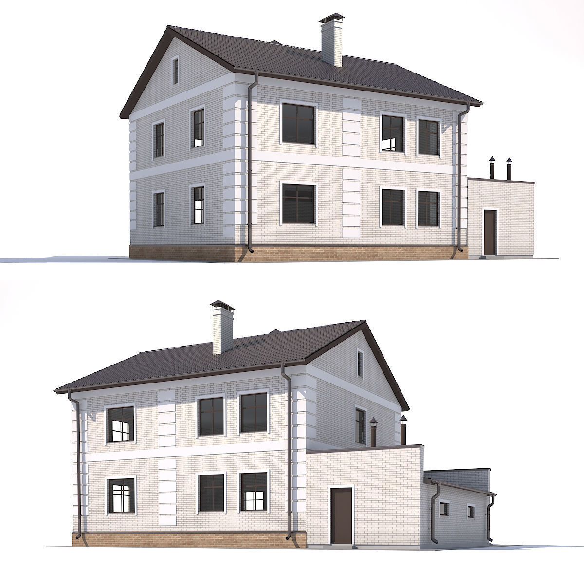 House with garage 3D model_1