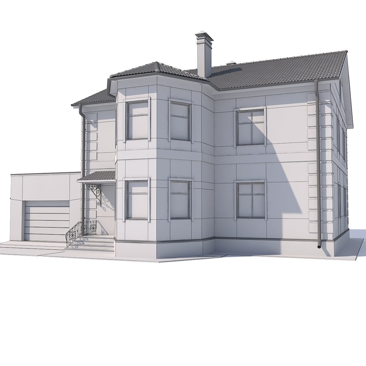 House with garage 3D model_3