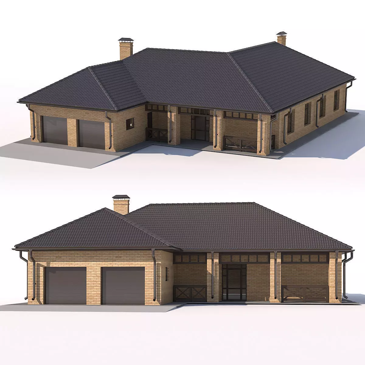 House with garage 3D model_0