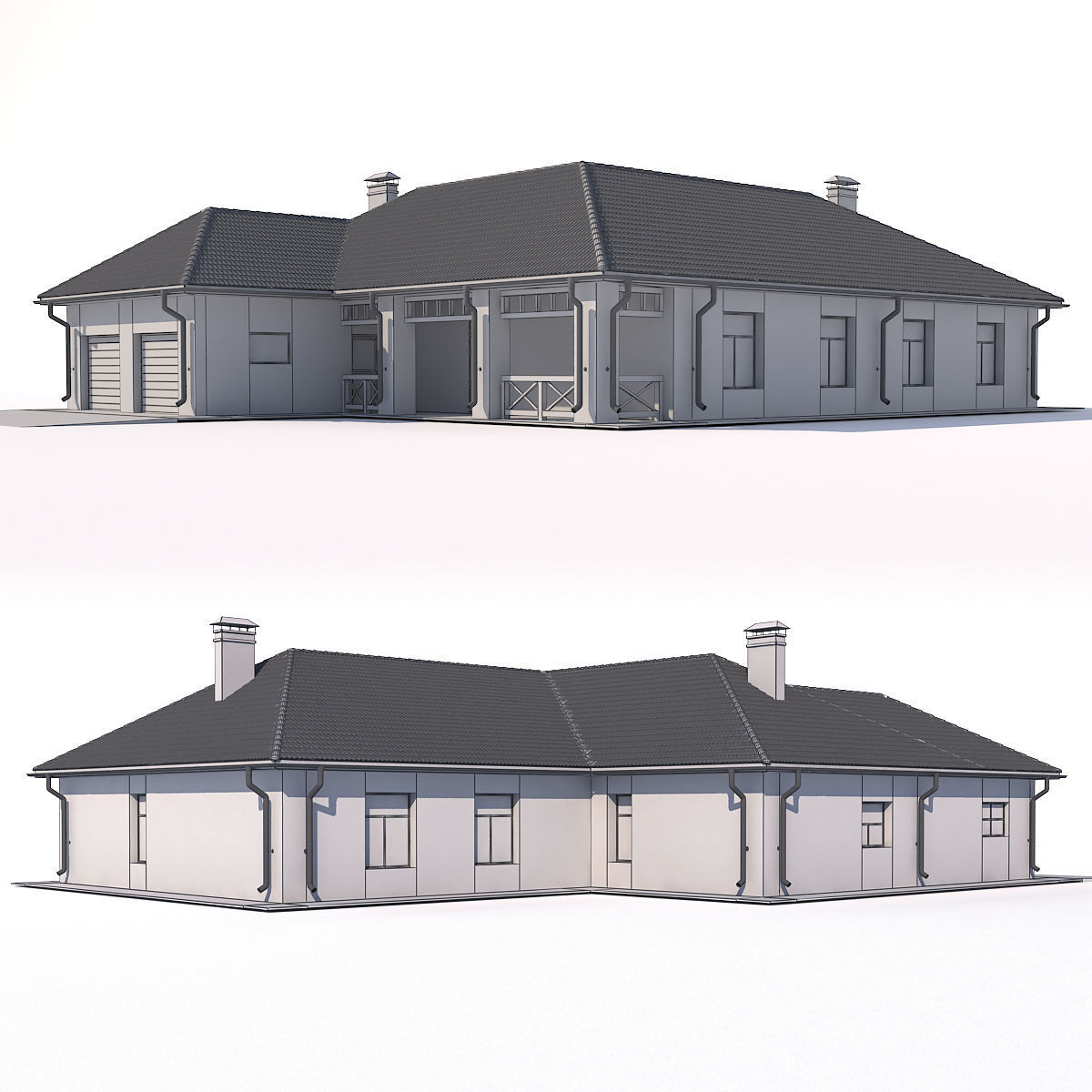 House with garage 3D model_2