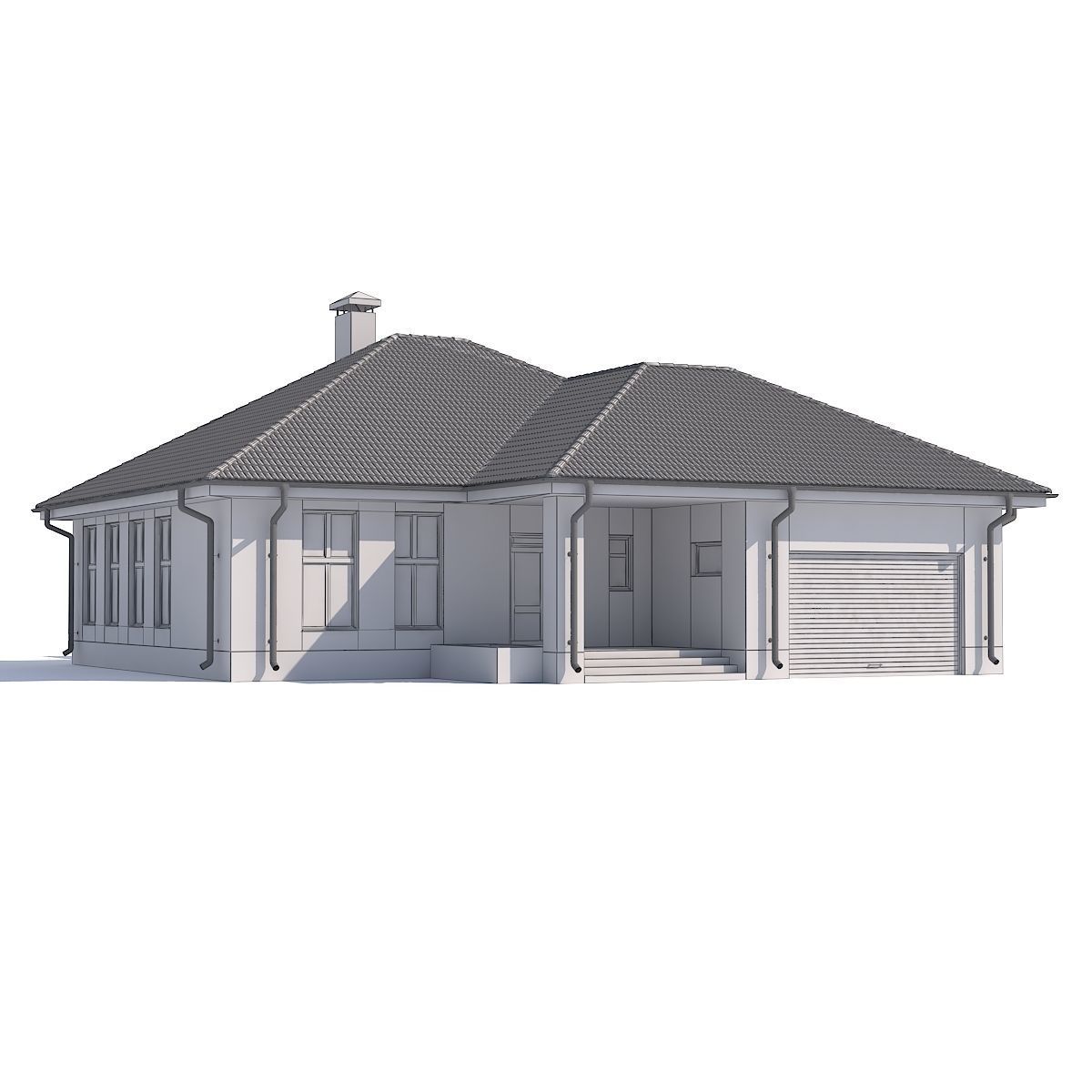 House with garage 3D model_2
