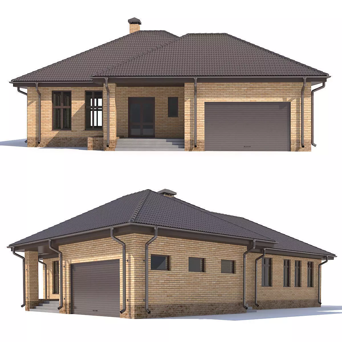 House with garage 3D model_0
