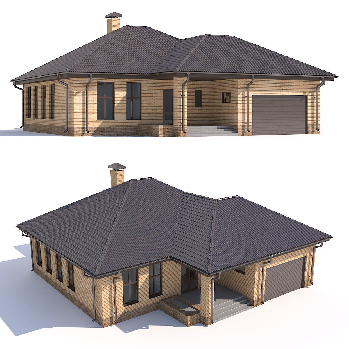 House with garage 3D model_1