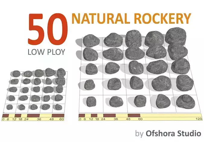Natural Rockery-Gray Low-poly 3D model