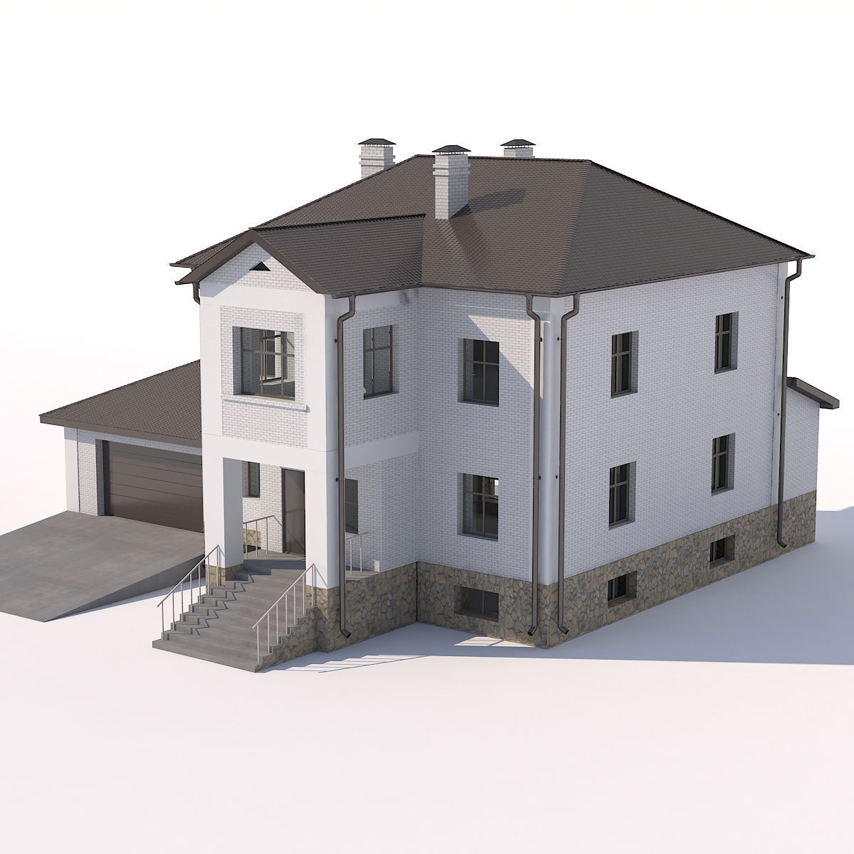 House with garage 3D model_1