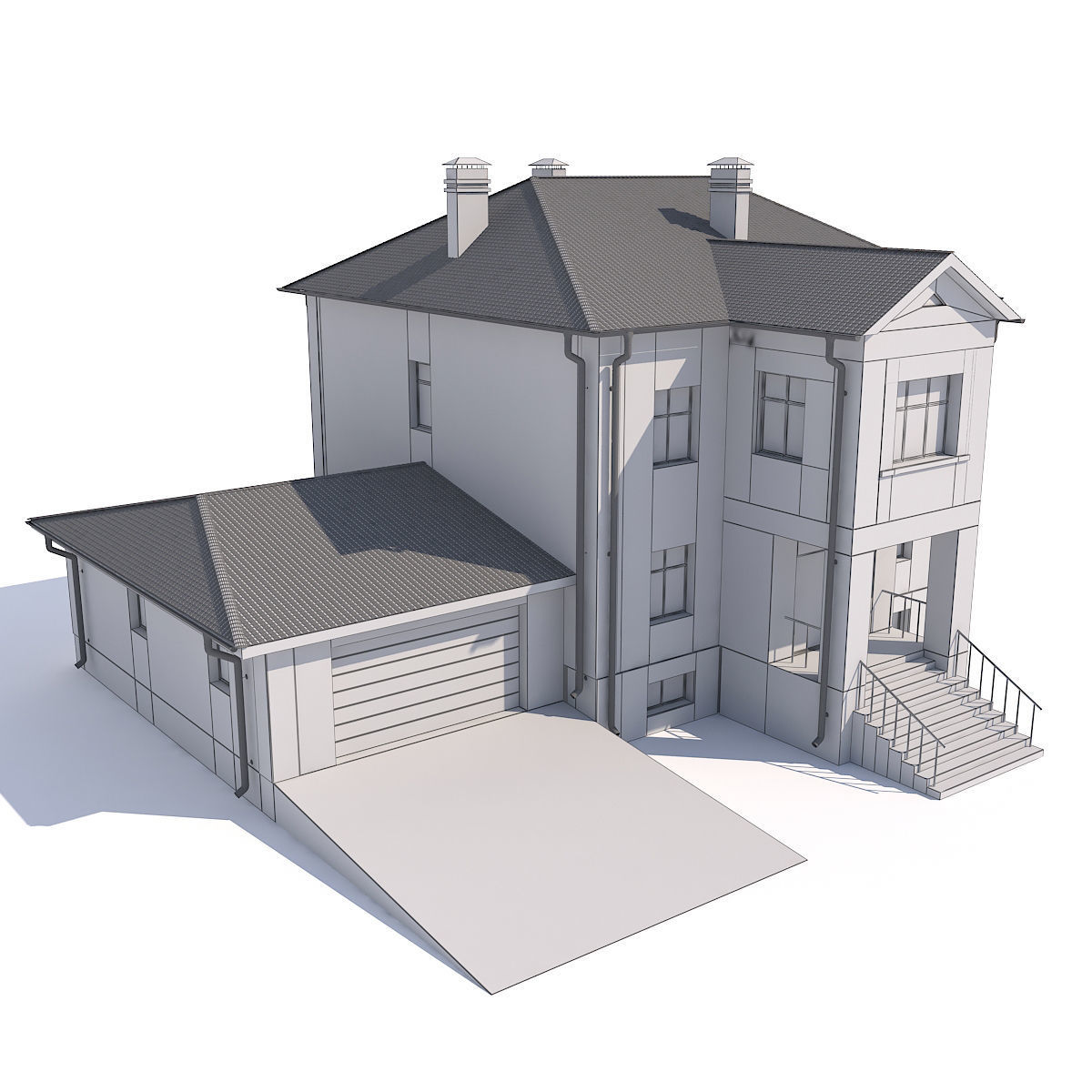 House with garage 3D model_2