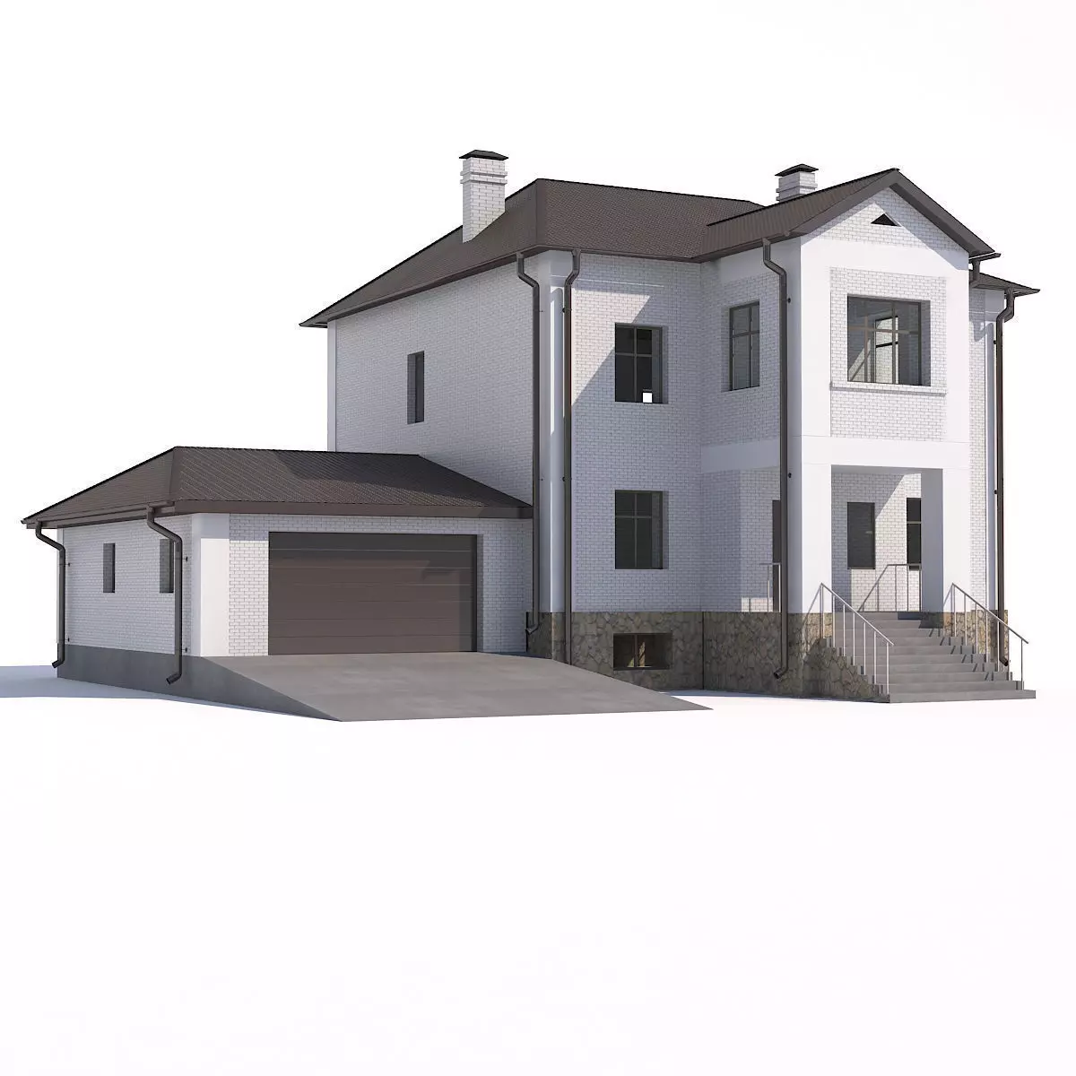 House with garage 3D model_0