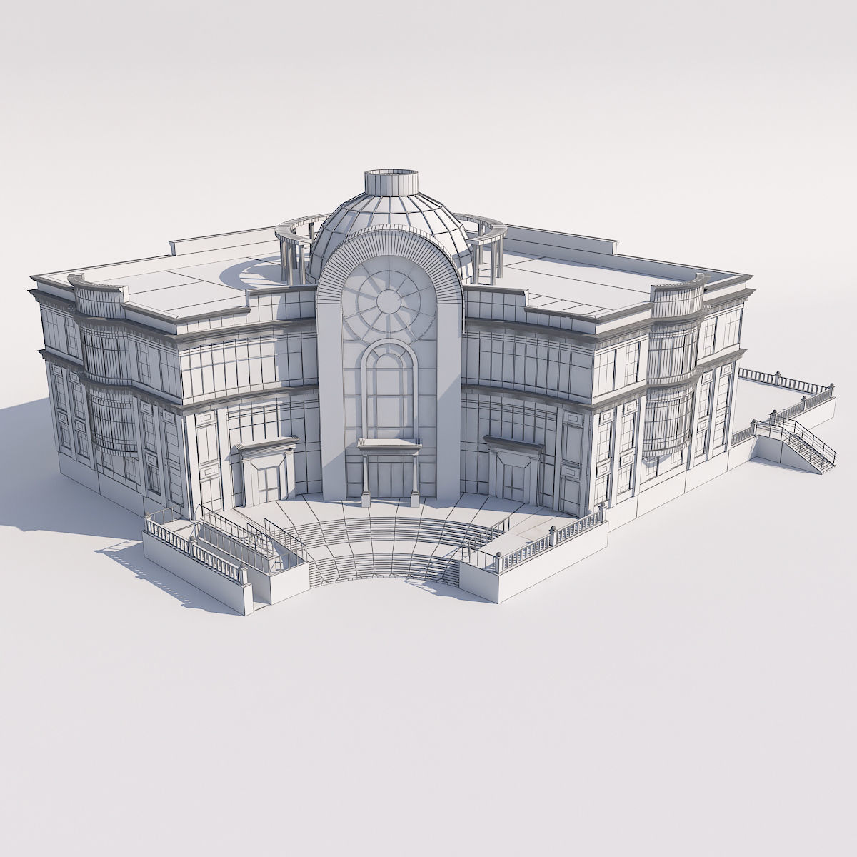 Classical public building 3D model_2