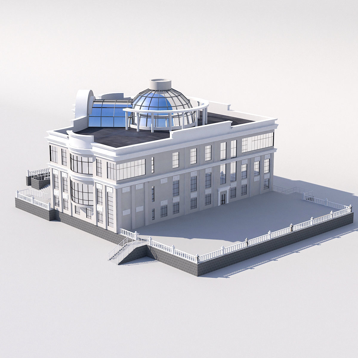 Classical public building 3D model_1