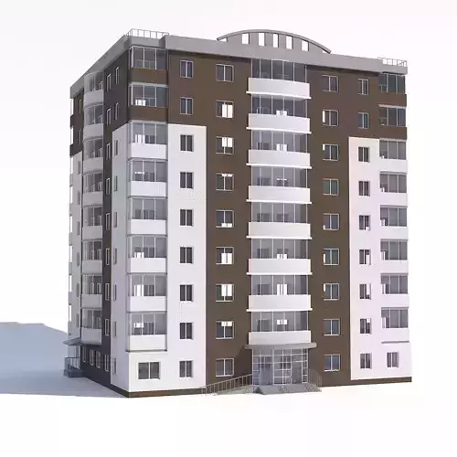 Nine-storey apartment building 3D model