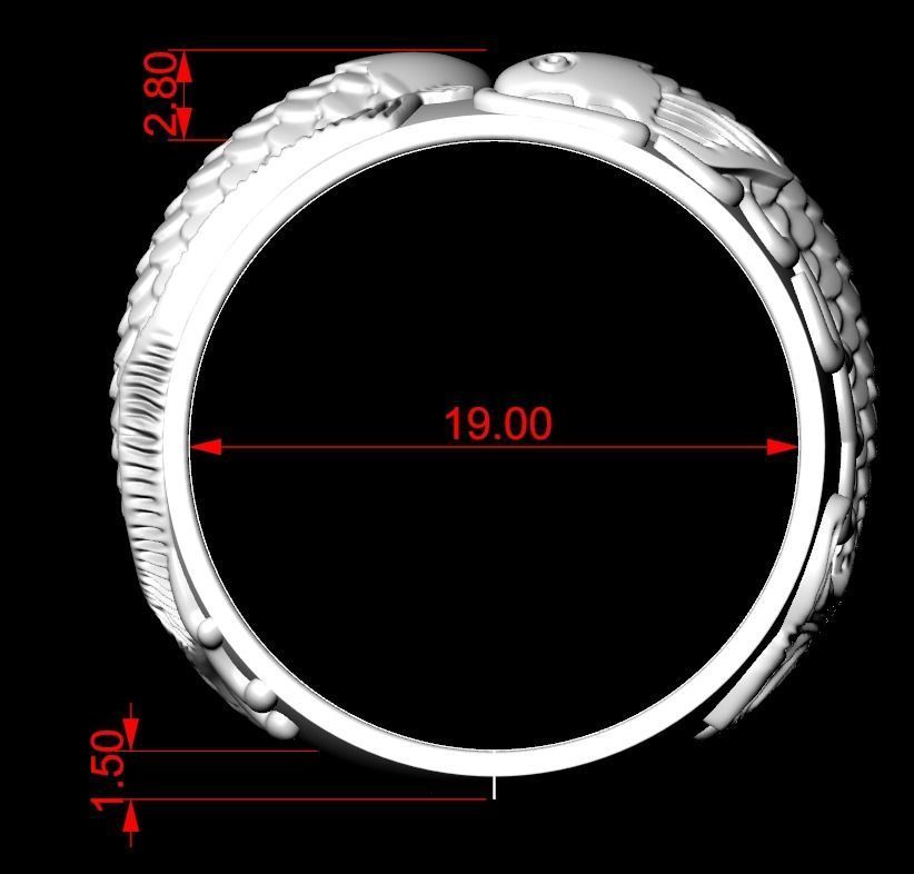 Ring with fish 269 3D print model_14