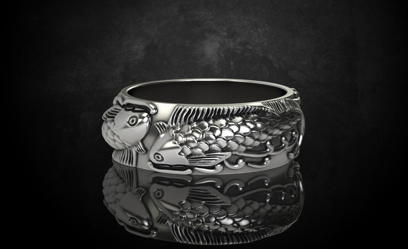 Ring with fish 269 3D print model_6