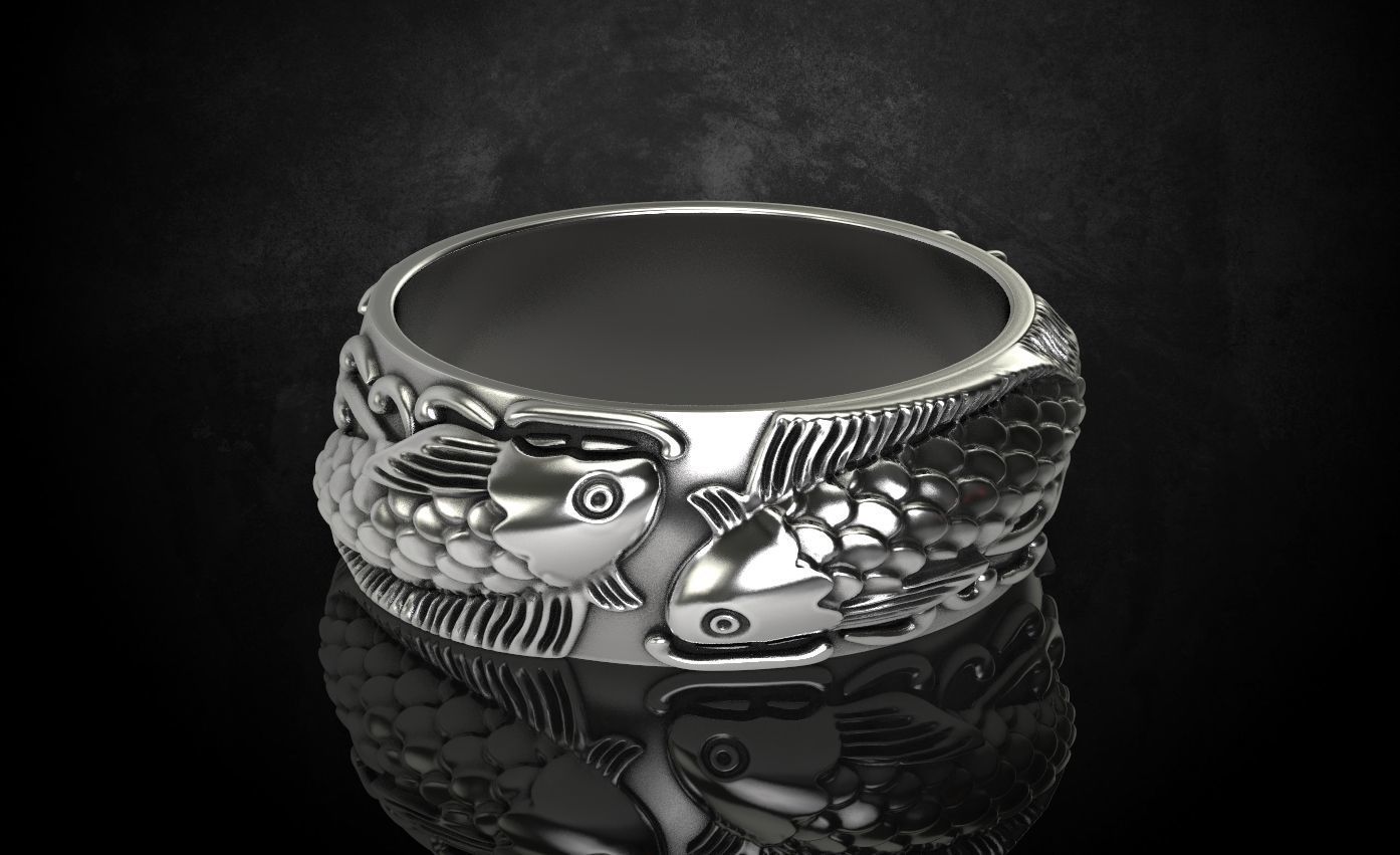 Ring with fish 269 3D print model_11