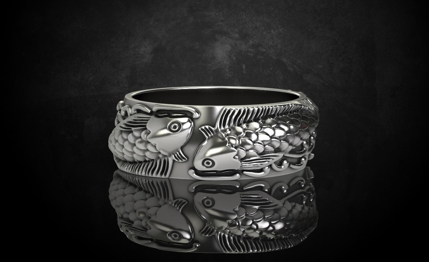 Ring with fish 269 3D print model_7