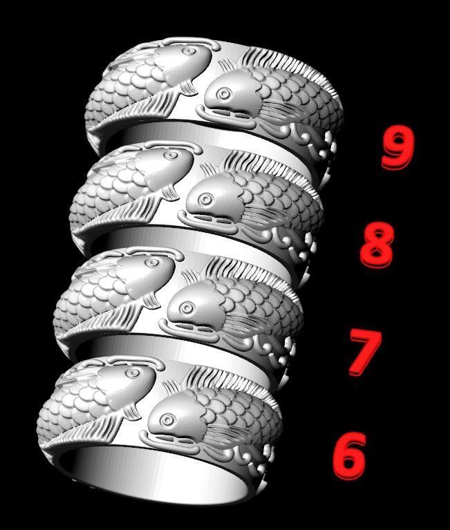 Ring with fish 269 3D print model_15