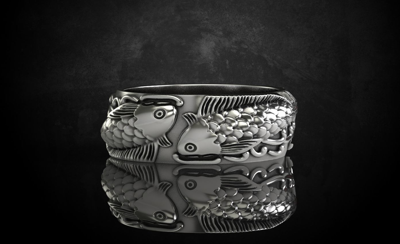 Ring with fish 269 3D print model_5