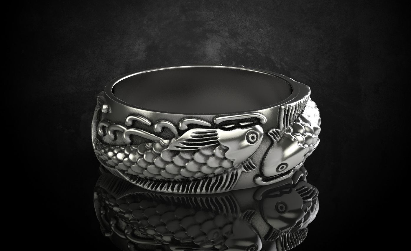 Ring with fish 269 3D print model_8