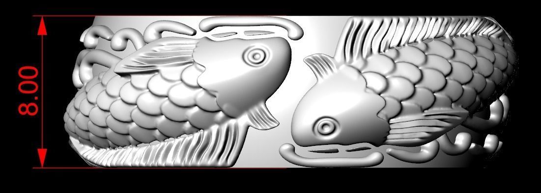 Ring with fish 269 3D print model_13