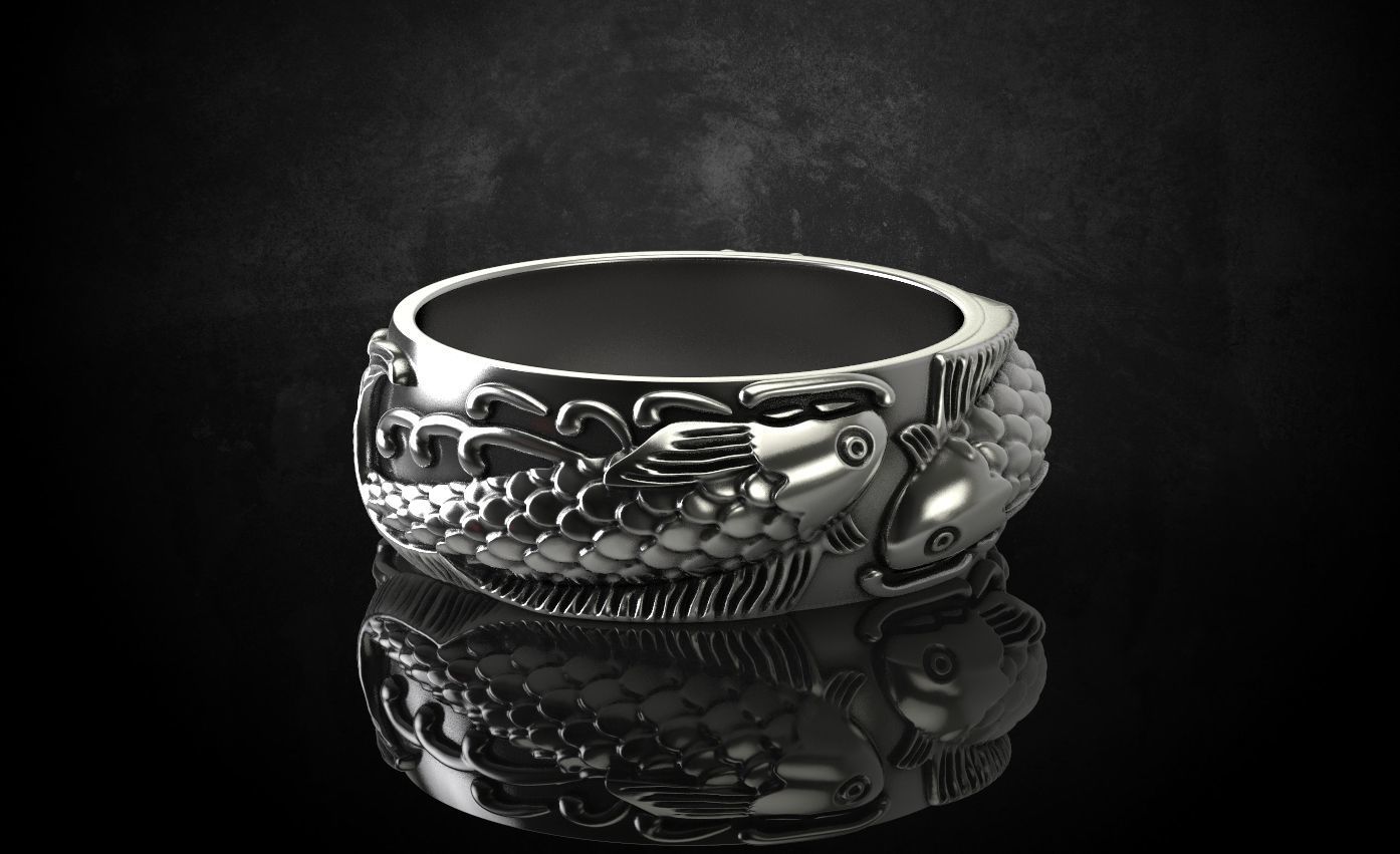 Ring with fish 269 3D print model_9