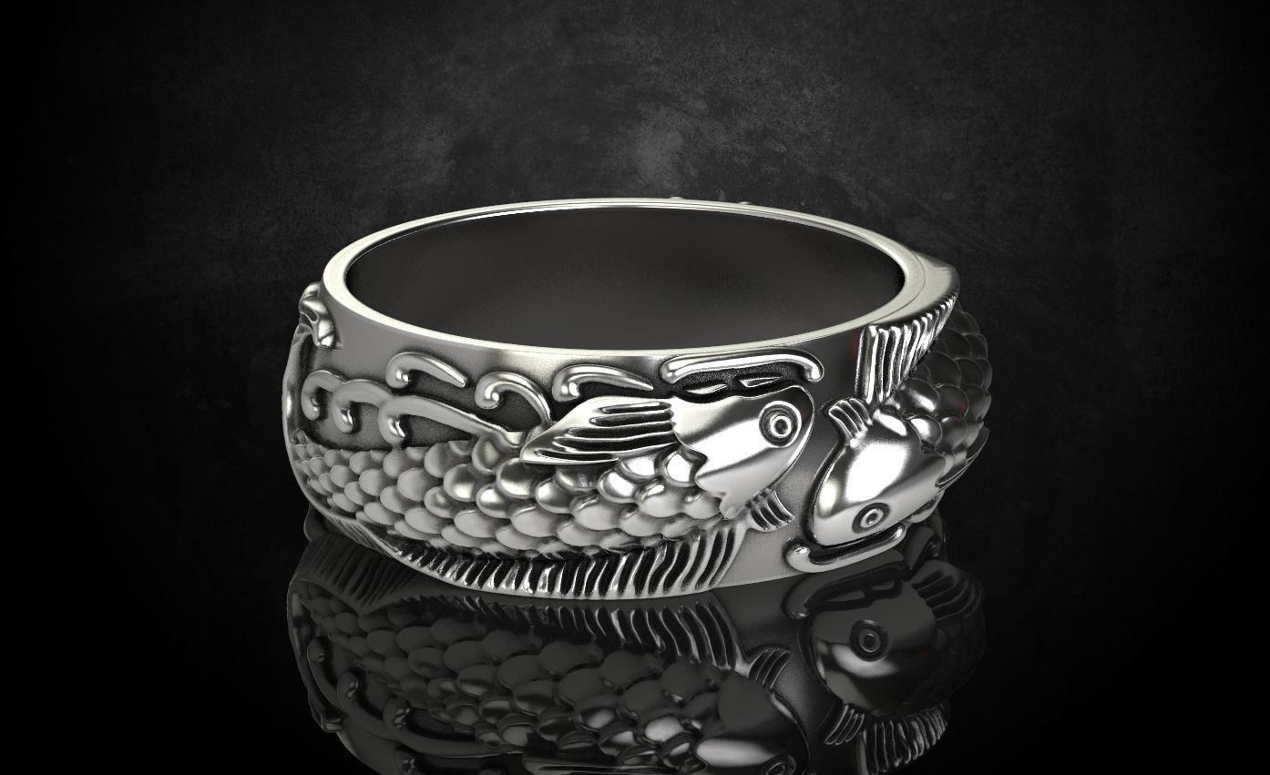 Ring with fish 269 3D print model_10
