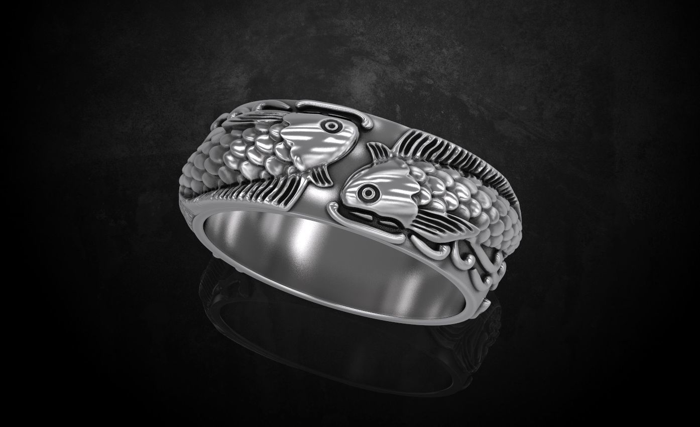 Ring with fish 269 3D print model_12