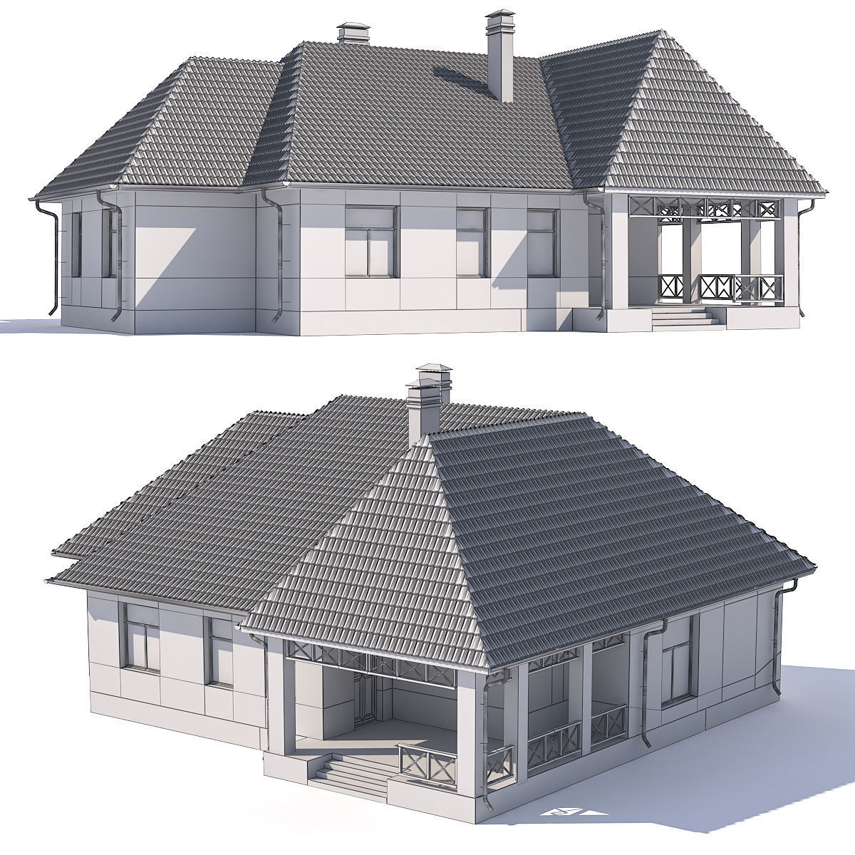 House with two different views 3D model_2