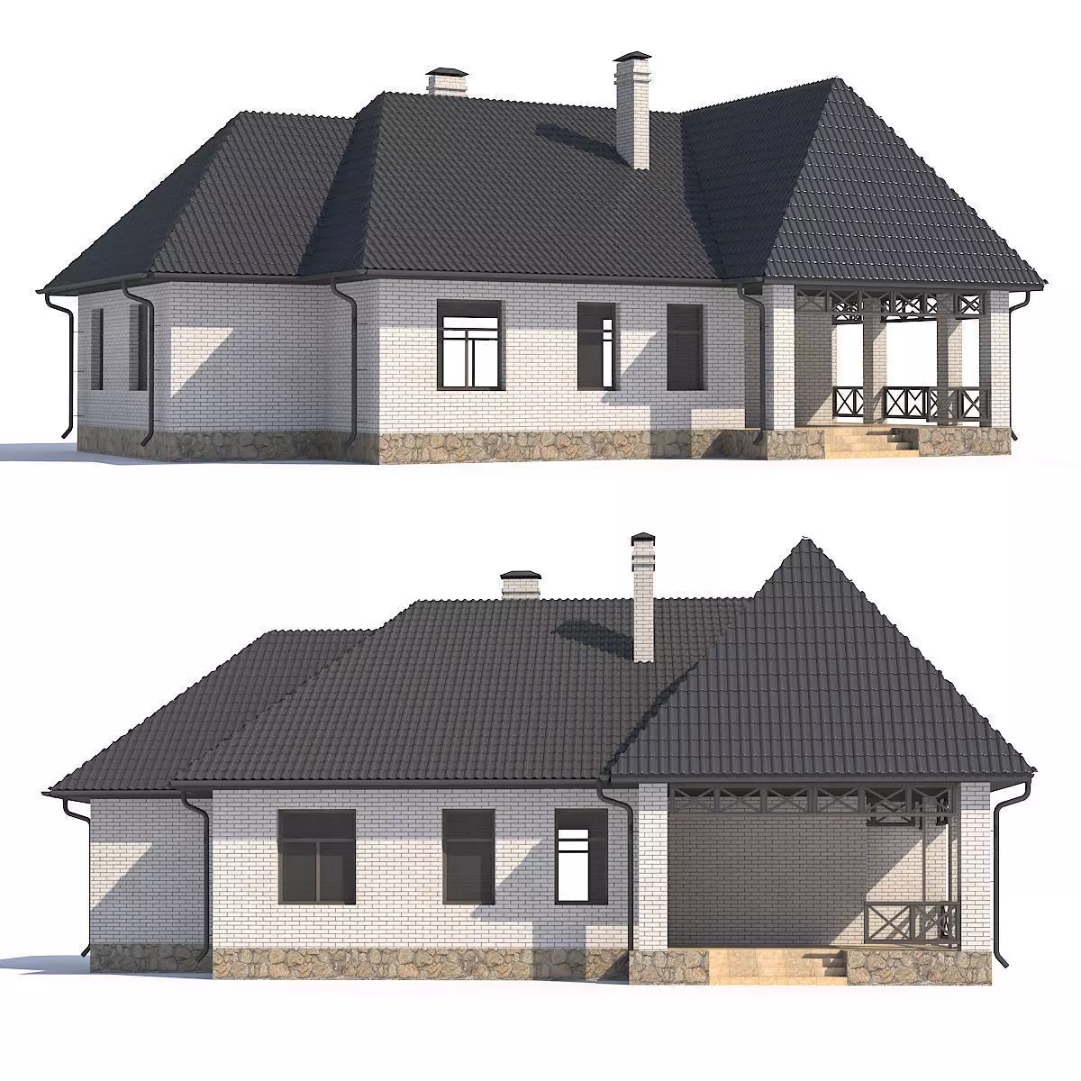 House with two different views 3D model_0