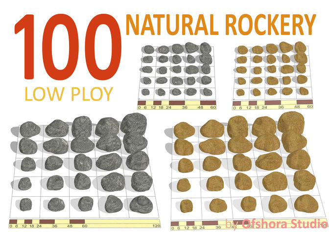 Natural Rockery Low-poly 3D model