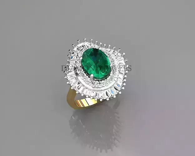 Diamond ring with oval cut in the center