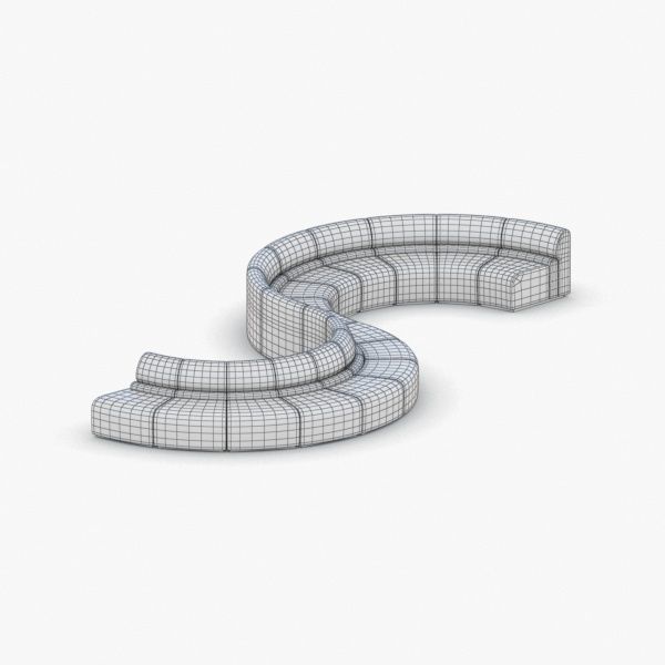 1026 - Public Seating Low-poly 3D model_2