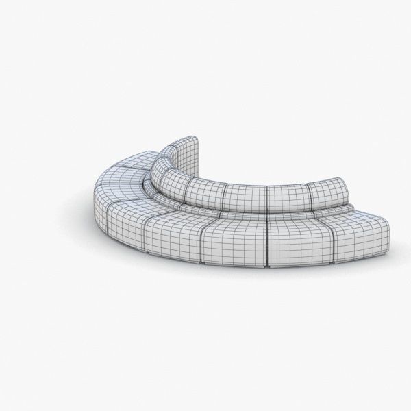 1029 - Public Seating Low-poly 3D model_1