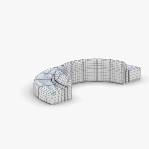 1029 - Public Seating Low-poly 3D model_3