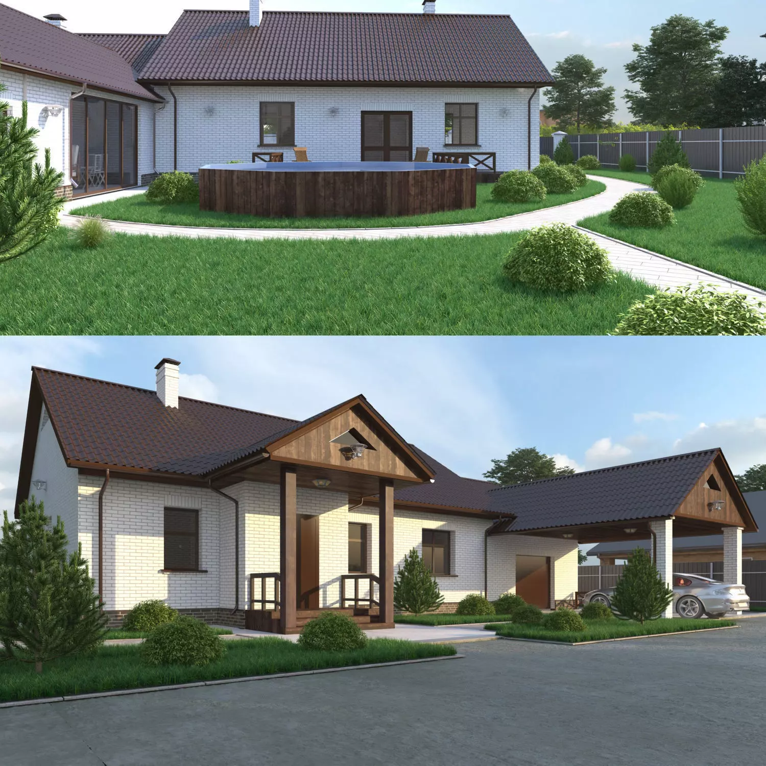House with garage and veranda  3D model_0