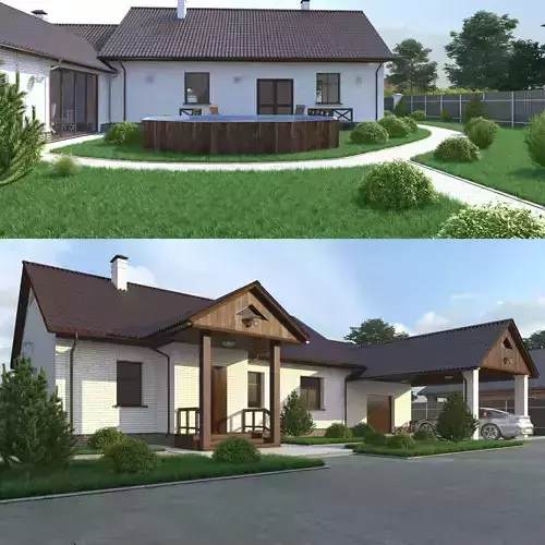 House with garage and veranda  3D model