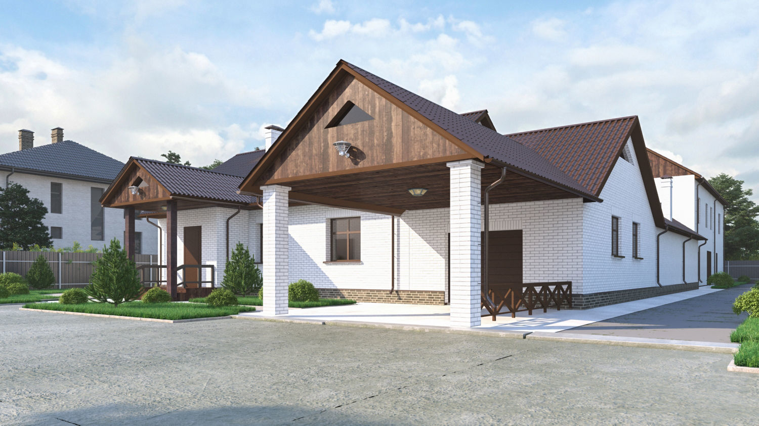 House with garage and veranda  3D model_6