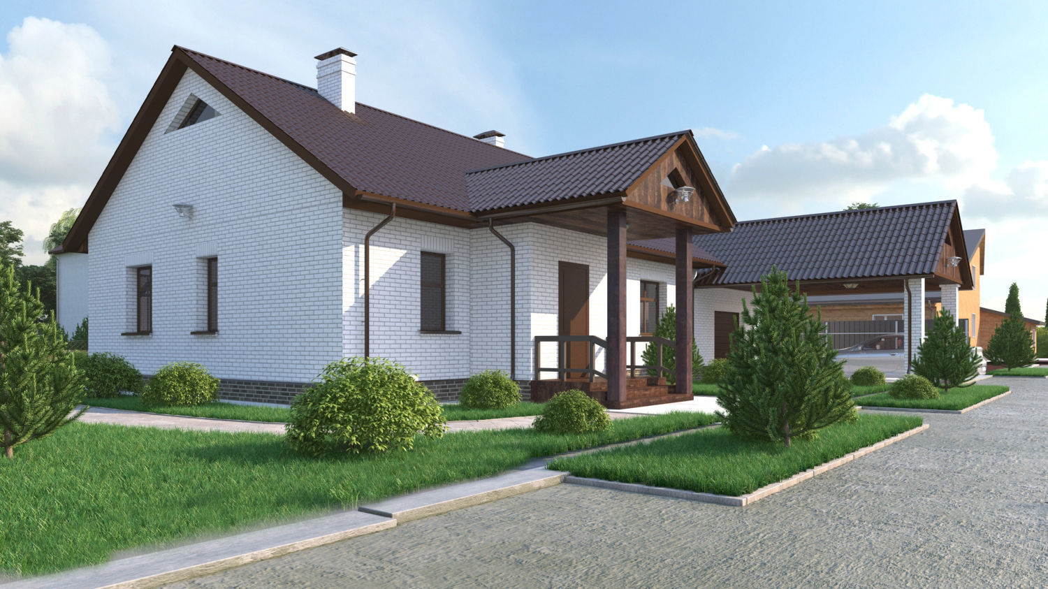 House with garage and veranda  3D model_8