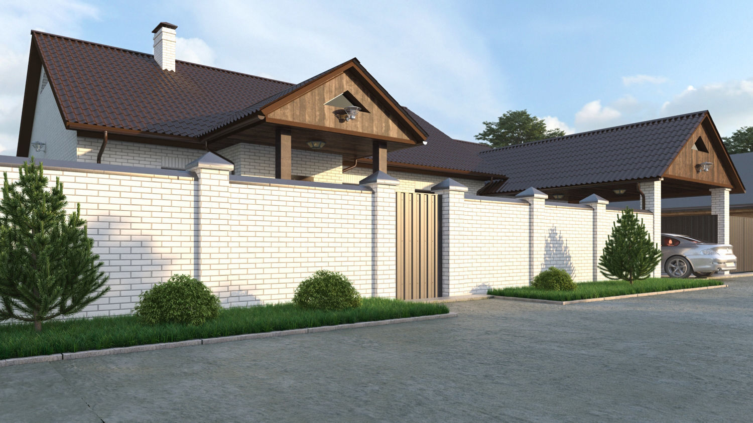 House with garage and veranda  3D model_5