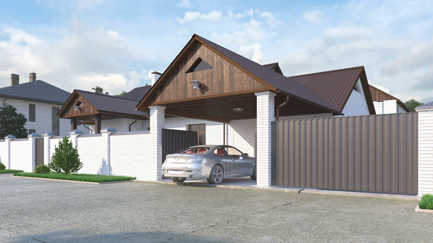House with garage and veranda  3D model_7