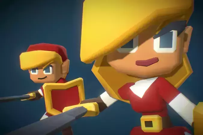 Elf Hero Character - Proto Series Low-poly 3D model