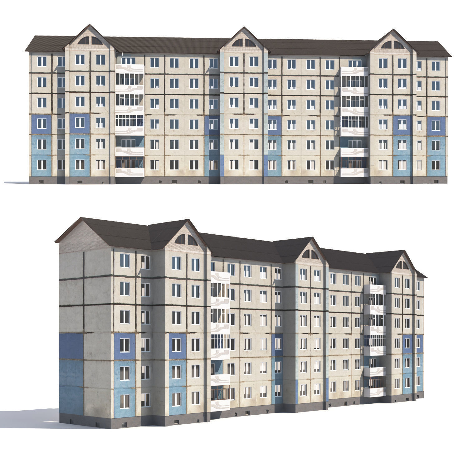 Prefabricated apartment building  3D model_1
