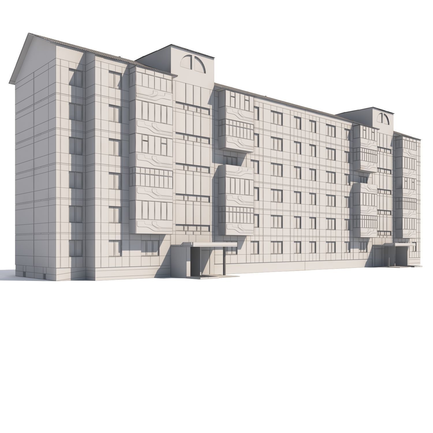 Prefabricated apartment building  3D model_2