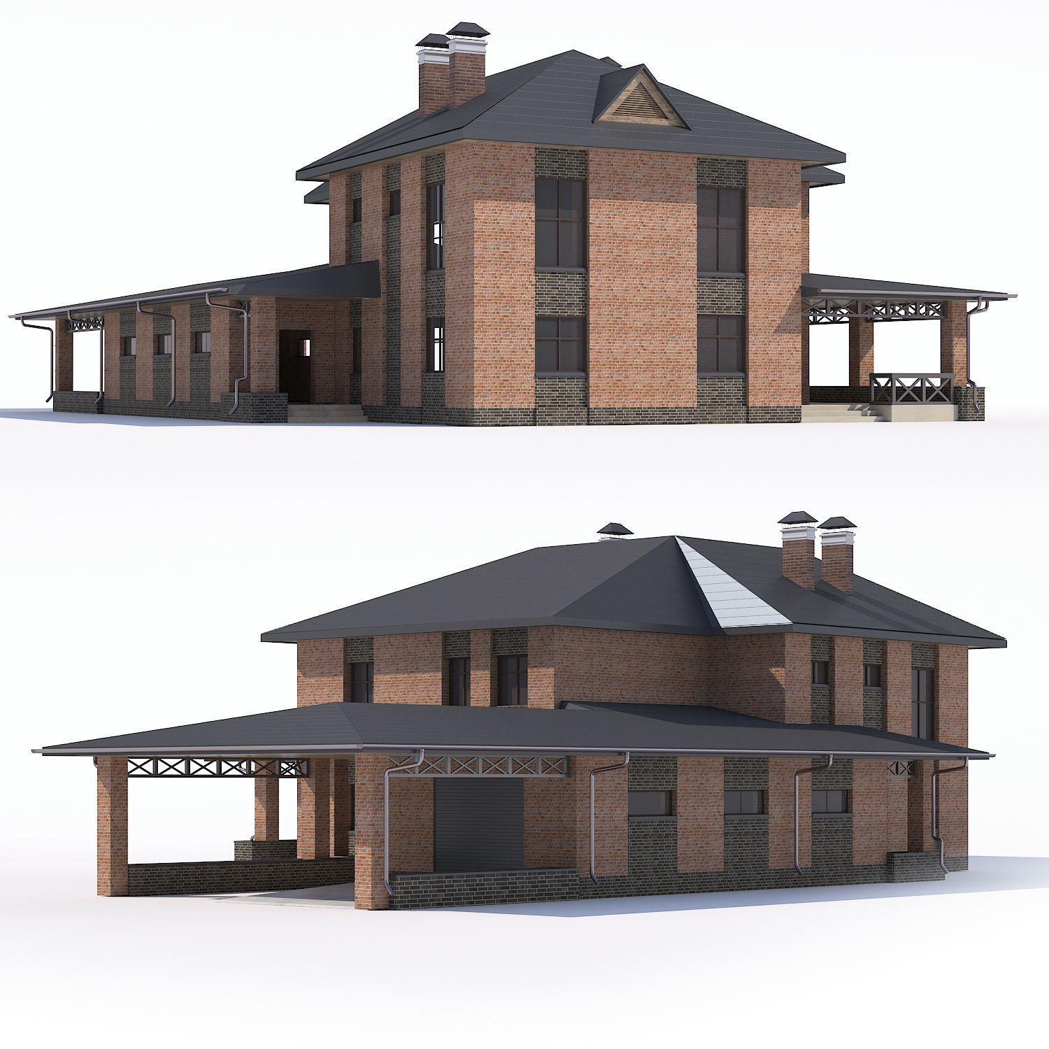 Modern country house 3D model_1