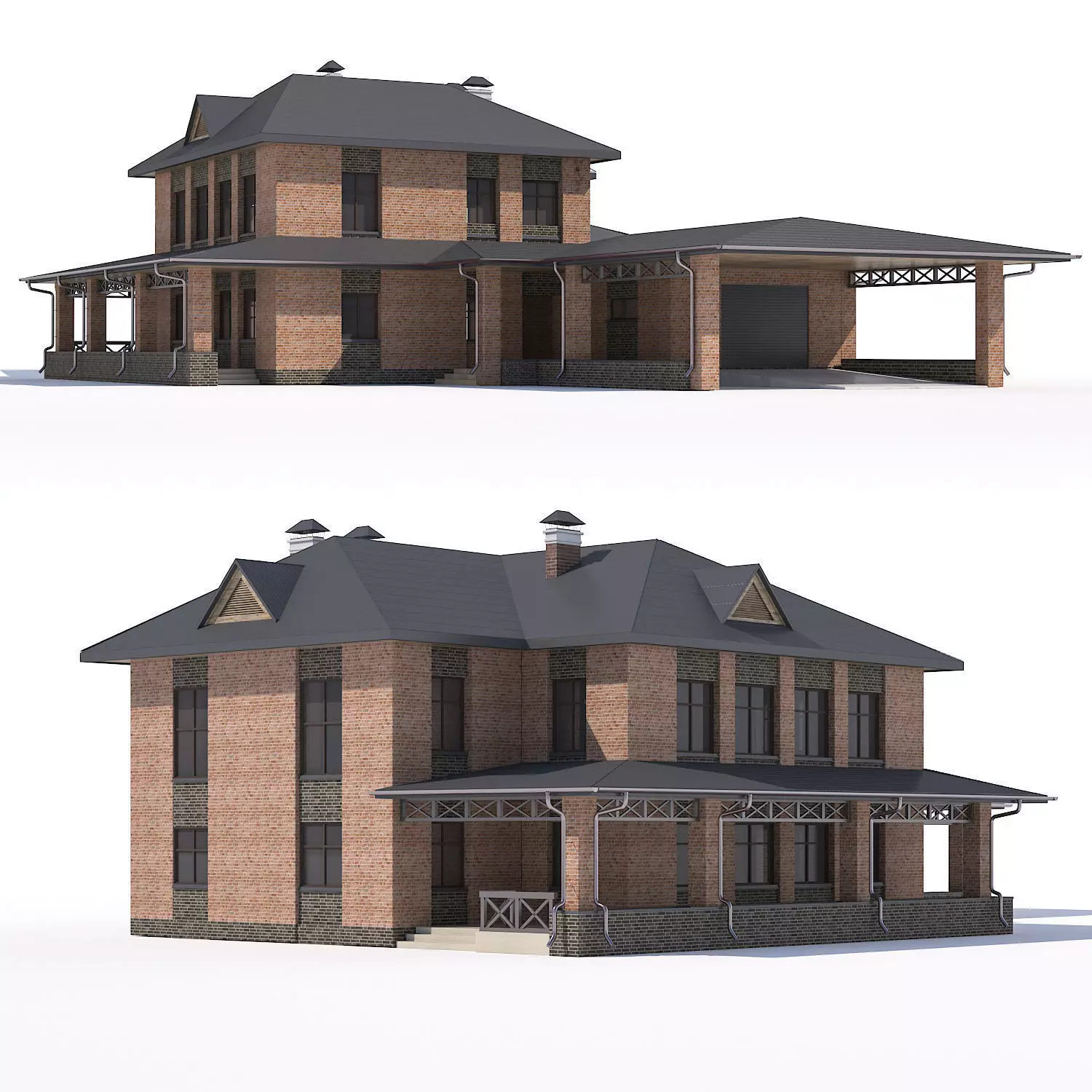 Modern country house 3D model_0