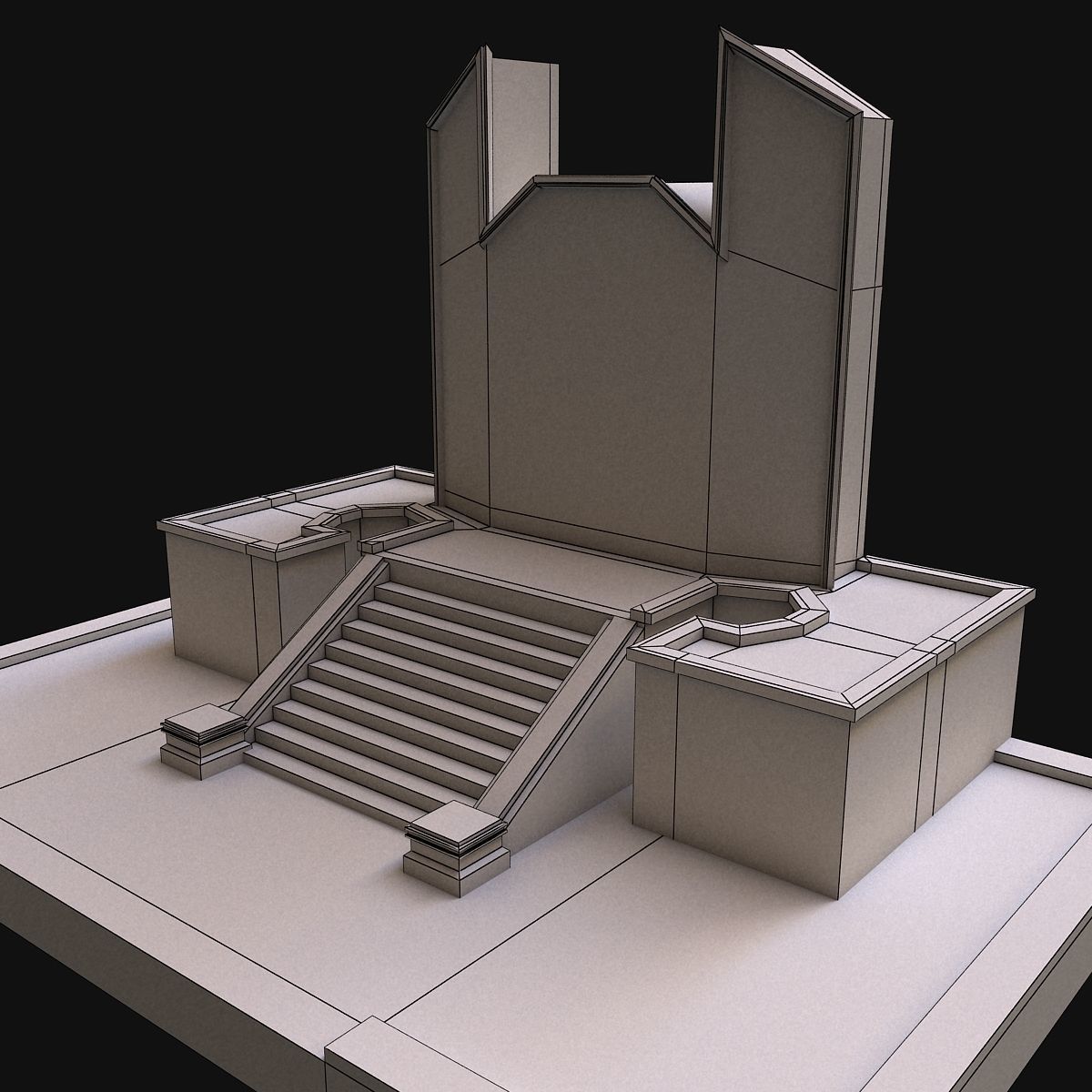 A pedestal with steps 3D model_1