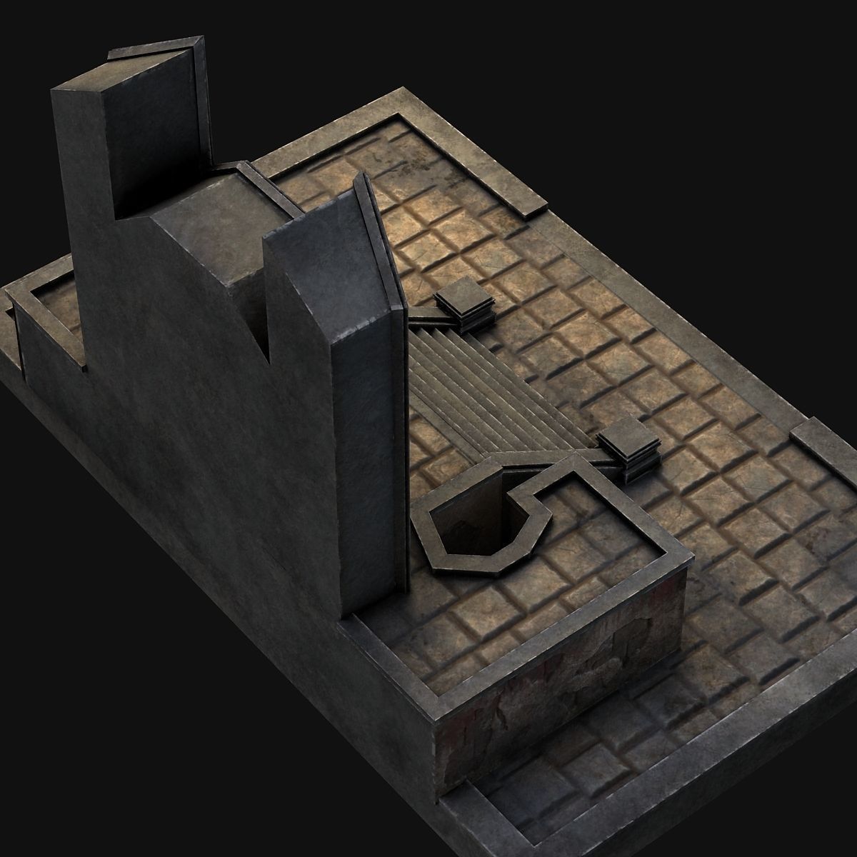 A pedestal with steps 3D model_2